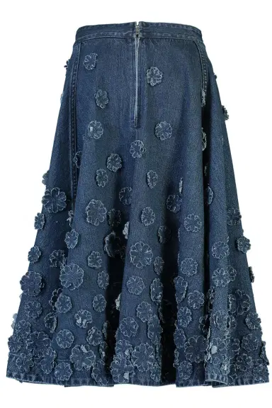 Michael Kors Collection Floral Denim Skirt | Thumbnail 5
