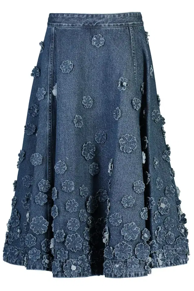 Floral Denim Skirt