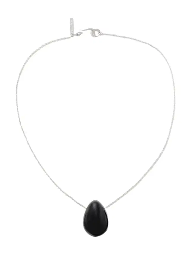 Everyday Egg Silver Onyx Necklace