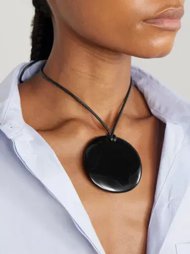 Sophie Buhai Large Full Moon Cord, Onyx And Silver Necklace | Thumbnail 2 Sophie Buhai Large Full Moon Cord, Onyx And Silver Necklace | Thumbnail 2