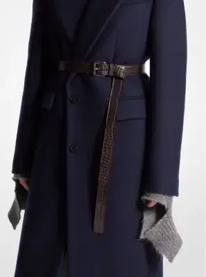 Michael Kors Collection Jodi Crocodile Embossed Leather Belt in | Thumbnail 3 Michael Kors Collection Jodi Crocodile Embossed Leather Belt in | Thumbnail 3