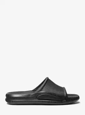 Michael Kors Collection Griffin Signature Logo Slide Sandal in Brown | Thumbnail 3 Michael Kors Collection Griffin Signature Logo Slide Sandal in Brown | Thumbnail 3