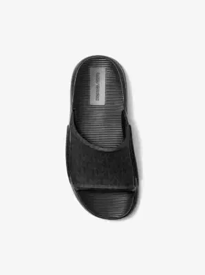 Michael Kors Collection Griffin Signature Logo Slide Sandal in Brown | Thumbnail 4 Michael Kors Collection Griffin Signature Logo Slide Sandal in Brown | Thumbnail 4
