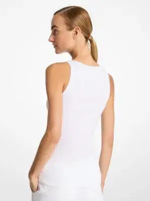 Michael Kors Collection Ribbed Stretch Viscose Tank Top | Thumbnail 2