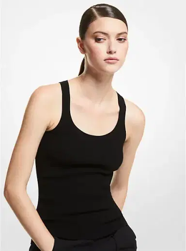 Michael Kors Collection Ribbed Stretch Viscose Tank Top | Thumbnail 4