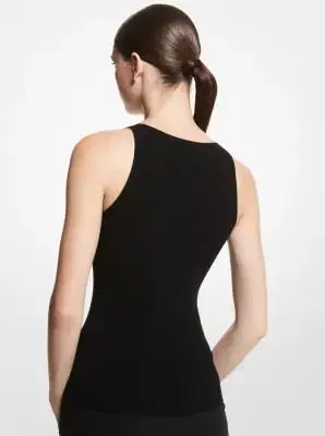 Michael Kors Collection Ribbed Stretch Viscose Tank Top | Thumbnail 5