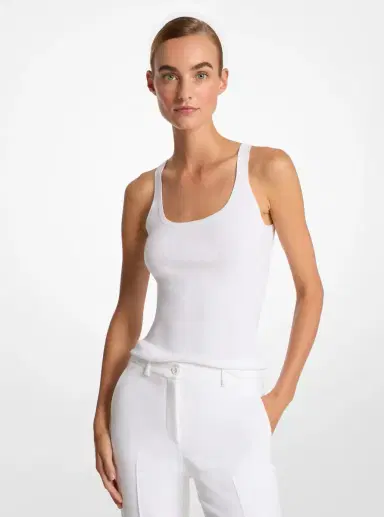 Michael Kors Collection Ribbed Stretch Viscose Tank Top | Thumbnail 8