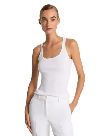 Michael Kors Collection Ribbed Stretch Viscose Tank Top | Thumbnail 1