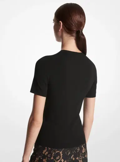 Michael Kors Collection Stretch Viscose Short-Sleeve Sweater | Thumbnail 11 Michael Kors Collection Stretch Viscose Short-Sleeve Sweater | Thumbnail 11