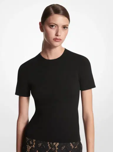 Michael Kors Collection Stretch Viscose Short-Sleeve Sweater | Thumbnail 10 Michael Kors Collection Stretch Viscose Short-Sleeve Sweater | Thumbnail 10