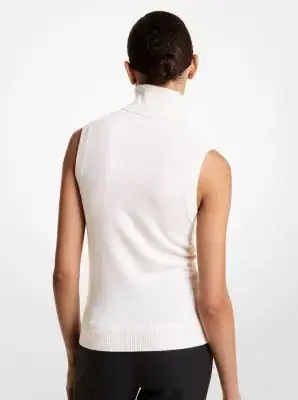 Michael Kors Collection Cashmere Sleeveless Turtleneck in Blue | Thumbnail 2 Michael Kors Collection Cashmere Sleeveless Turtleneck in Blue | Thumbnail 2