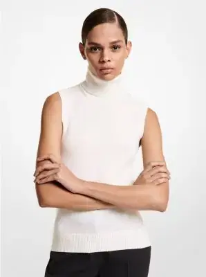 Michael Kors Collection Cashmere Sleeveless Turtleneck in Blue | Thumbnail 3 Michael Kors Collection Cashmere Sleeveless Turtleneck in Blue | Thumbnail 3