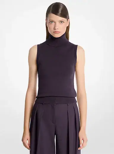 Michael Kors Collection Cashmere Sleeveless Turtleneck in Blue | Thumbnail 4 Michael Kors Collection Cashmere Sleeveless Turtleneck in Blue | Thumbnail 4