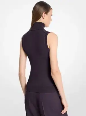 Michael Kors Collection Cashmere Sleeveless Turtleneck in Blue | Thumbnail 6 Michael Kors Collection Cashmere Sleeveless Turtleneck in Blue | Thumbnail 6
