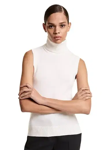 Michael Kors Collection Cashmere Sleeveless Turtleneck in Blue | Thumbnail 1 Michael Kors Collection Cashmere Sleeveless Turtleneck in Blue | Thumbnail 1