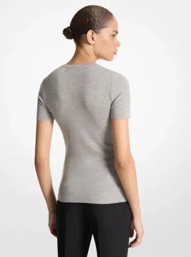 Michael Kors Collection Cashmere Short-Sleeve Sweater in | Thumbnail 12 Michael Kors Collection Cashmere Short-Sleeve Sweater in | Thumbnail 12