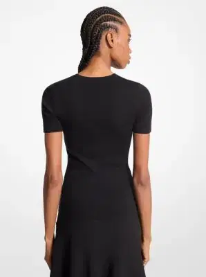 Michael Kors Collection Cashmere Short-Sleeve Sweater in | Thumbnail 3 Michael Kors Collection Cashmere Short-Sleeve Sweater in | Thumbnail 3