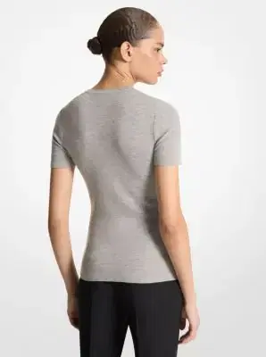 Michael Kors Collection Cashmere Short-Sleeve Sweater in | Thumbnail 6 Michael Kors Collection Cashmere Short-Sleeve Sweater in | Thumbnail 6