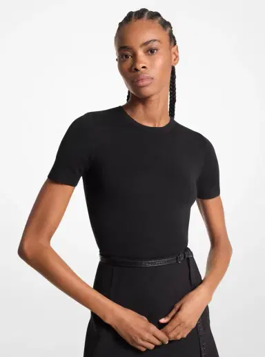 Michael Kors Collection Cashmere Short-Sleeve Sweater in | Thumbnail 8 Michael Kors Collection Cashmere Short-Sleeve Sweater in | Thumbnail 8