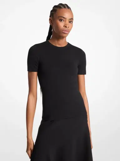 Michael Kors Collection Cashmere Short-Sleeve Sweater in | Thumbnail 10 Michael Kors Collection Cashmere Short-Sleeve Sweater in | Thumbnail 10