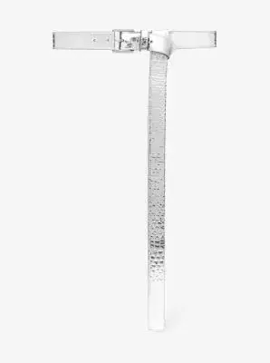 Michael Kors Collection Jodi Metallic Python Embossed Leather Belt in | Thumbnail 2