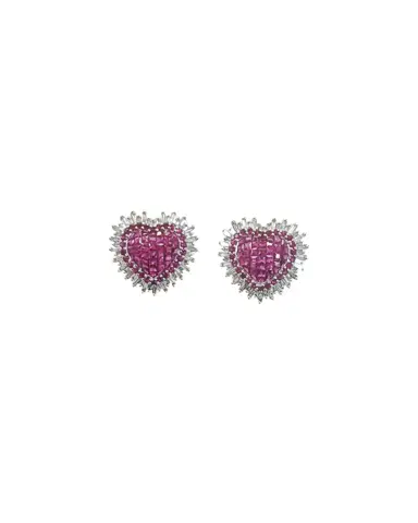 Wish Fine Jewelry 3.74ct Diamond Ruby 18K Gold Earrings | Thumbnail 1 Wish Fine Jewelry 3.74ct Diamond Ruby 18K Gold Earrings | Thumbnail 1