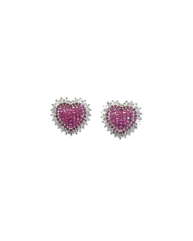 Wish Fine Jewelry 3.74ct Diamond Ruby 18K Gold Earrings