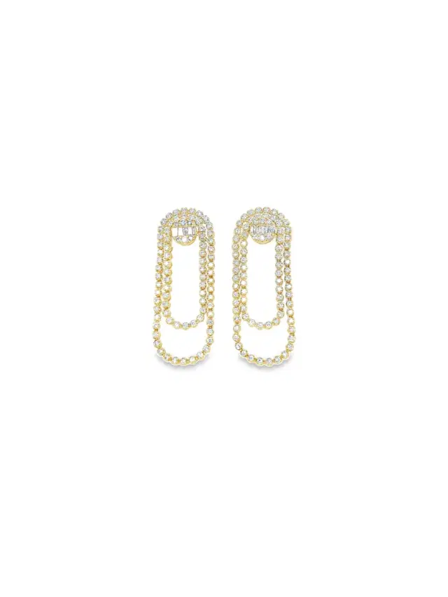 Wish Fine Jewelry 3.75ct Diamond 14K Gold Flexible Circle Earrings