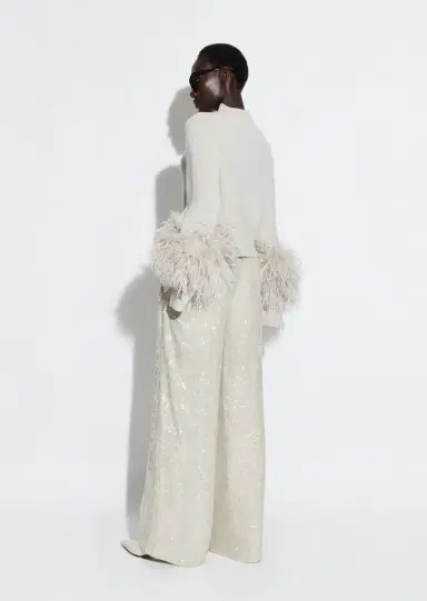LAPOINTE Wool Cropped Raglan Sweater With Feathers | Thumbnail 2