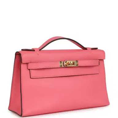 HERMÈS Hermes Kelly Pochette Rose Azalee Swift Gold Hardware | Thumbnail 2