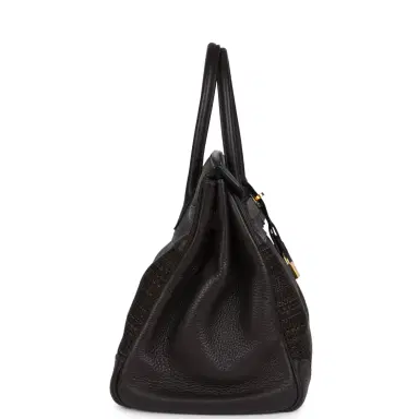 HERMÈS Pre-owned Hermes Birkin 35 Chocolate Clemence and Crinoline Gold Hardware | Thumbnail 3