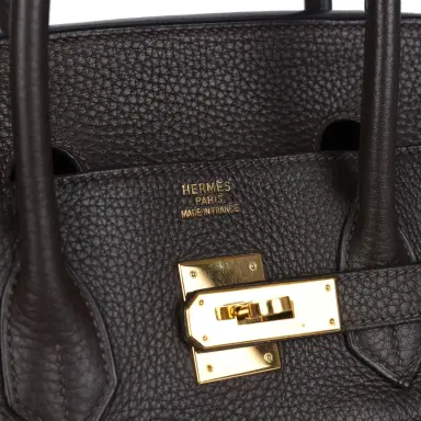 HERMÈS Pre-owned Hermes Birkin 35 Chocolate Clemence and Crinoline Gold Hardware | Thumbnail 7