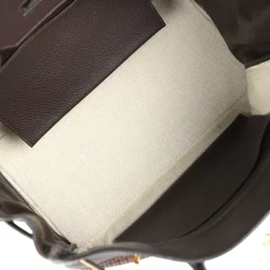 HERMÈS Pre-owned Hermes Birkin 35 Chocolate Clemence and Crinoline Gold Hardware | Thumbnail 8