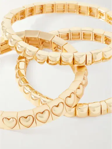 Roxanne Assoulin The Puffy Heart Stud Set Of Three Gold-tone Bracelets | Thumbnail 4 Roxanne Assoulin The Puffy Heart Stud Set Of Three Gold-tone Bracelets | Thumbnail 4