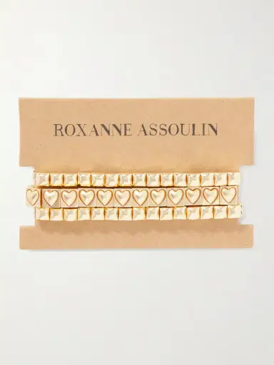 Roxanne Assoulin The Puffy Heart Stud Set Of Three Gold-tone Bracelets | Thumbnail 5 Roxanne Assoulin The Puffy Heart Stud Set Of Three Gold-tone Bracelets | Thumbnail 5