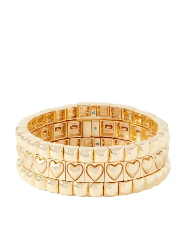 Roxanne Assoulin The Puffy Heart Stud Set Of Three Gold-tone Bracelets