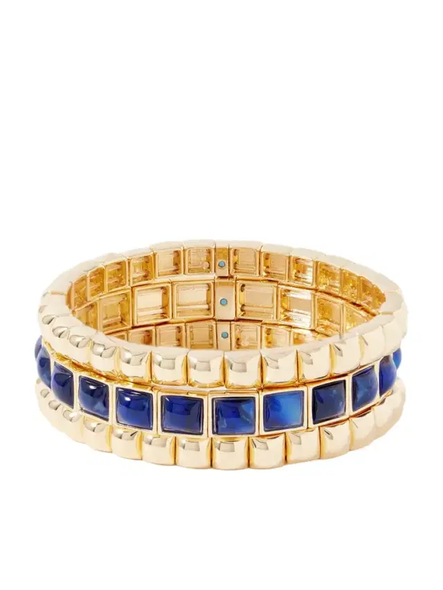 Roxanne Assoulin The Puffy Stud Set Of Three Gold-tone Crystal Bracelets