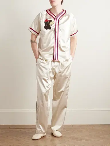 BODE Redtail Appliquéd Embroidered Satin Shirt - Men | Thumbnail 2 BODE Redtail Appliquéd Embroidered Satin Shirt - Men | Thumbnail 2