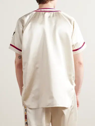 BODE Redtail Appliquéd Embroidered Satin Shirt - Men | Thumbnail 3 BODE Redtail Appliquéd Embroidered Satin Shirt - Men | Thumbnail 3