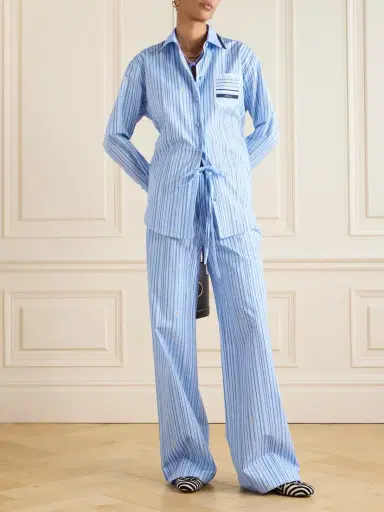 Gucci Printed Striped Cotton-poplin Wide-leg Pants | Thumbnail 2 Gucci Printed Striped Cotton-poplin Wide-leg Pants | Thumbnail 2