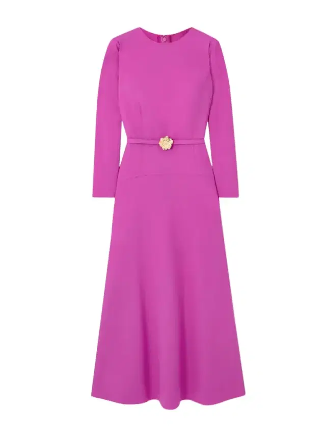 Belted Wool-blend Midi Dress