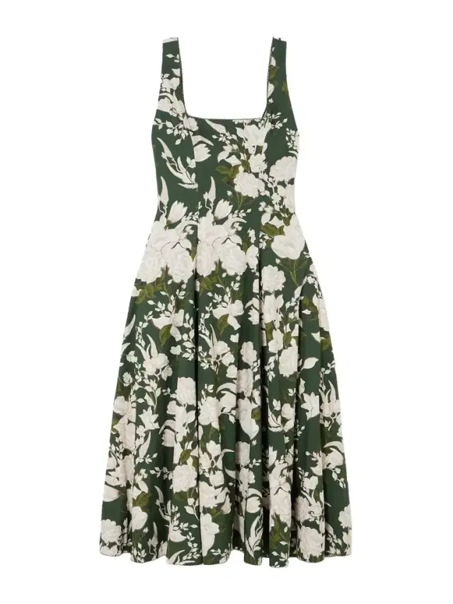 Pistilo Gardenia Picot-trimmed Floral-print Cotton-poplin Midi Dress