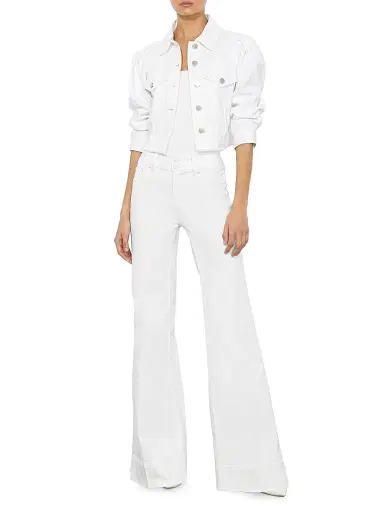 Alice + Olivia Women's Lana Denim Puff-Sleeve Jacket - White | Thumbnail 2