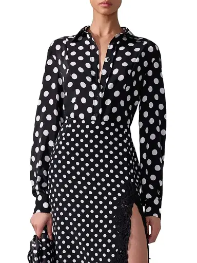 Carolina Herrera Women's Polka Dot Silk Blouse - Black | Thumbnail 3 Carolina Herrera Women's Polka Dot Silk Blouse - Black | Thumbnail 3