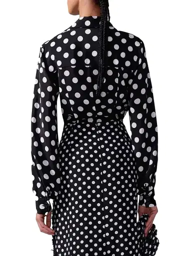 Carolina Herrera Women's Polka Dot Silk Blouse - Black | Thumbnail 4 Carolina Herrera Women's Polka Dot Silk Blouse - Black | Thumbnail 4