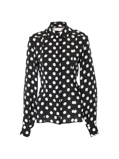 Carolina Herrera Women's Polka Dot Silk Blouse - Black | Thumbnail 1 Carolina Herrera Women's Polka Dot Silk Blouse - Black | Thumbnail 1