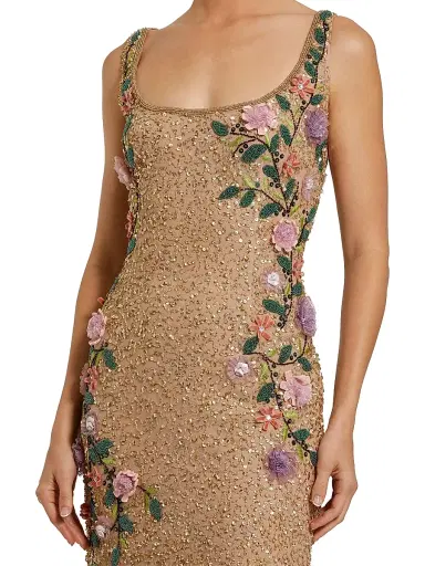 Mac Duggal Women's Evening Embellished Floral Scoopneck Gown - Gold Multi - Size 14 | Thumbnail 3 Mac Duggal Women's Evening Embellished Floral Scoopneck Gown - Gold Multi - Size 14 | Thumbnail 3