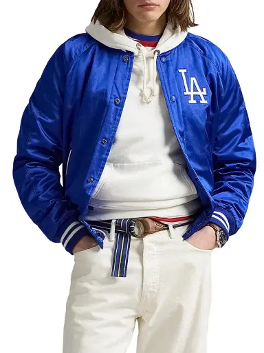 Polo Ralph Lauren Men's Dodgers Satin Bomber Jacket - Rugby Royal - Size XL | Thumbnail 3 Polo Ralph Lauren Men's Dodgers Satin Bomber Jacket - Rugby Royal - Size XL | Thumbnail 3