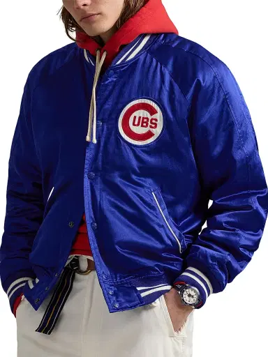 Polo Ralph Lauren Men's Cubs Satin Bomber Jacket - Rugby Royal | Thumbnail 4 Polo Ralph Lauren Men's Cubs Satin Bomber Jacket - Rugby Royal | Thumbnail 4
