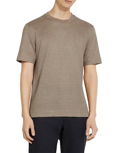 Zegna Men's Oasi Lino T-Shirt - Light Taupe - Size 44 | Thumbnail 2 Zegna Men's Oasi Lino T-Shirt - Light Taupe - Size 44 | Thumbnail 2